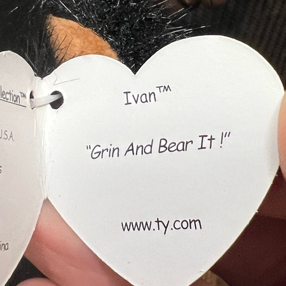 Ty Beanie Baby Ivan Jointed Black Bear 8” Plush Stuffed Animal Vintage 1993 - Picture 11 of 13